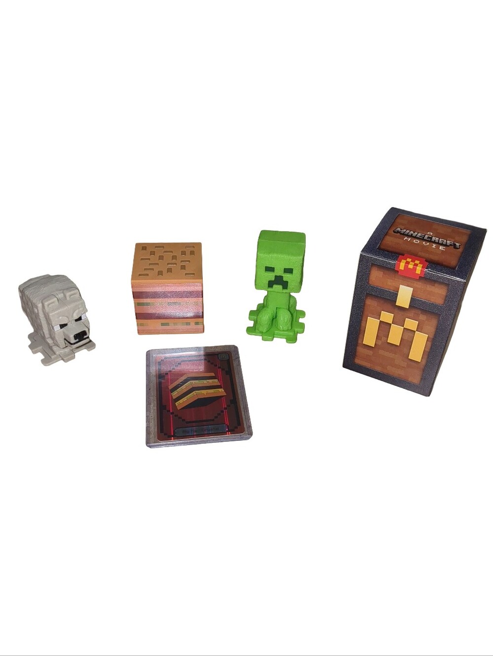 McDonald’s 2025 Minecraft Movie Happy Meal Toy Lot - Creeper, Wolf & Chest